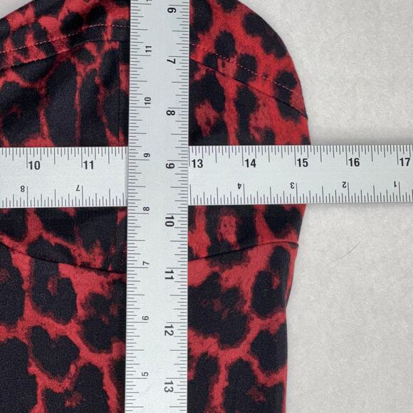 Women's Red and Black Cheetah Print Bodycon Mini Dress Sleeveless Size Medium - Picture 6 of 8
